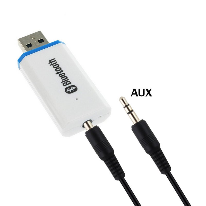 QOFOWIN محول بلوتوث USB QOFOWIN، محول صوت لاسلكي، مجموعة موسيقى للسيارة، محول بلوتوث لنظام الصوت المنزلي/السيارة، مكبرات صوت محمولة، (مدخل Aux) مع كابل 3.5 مم (يت-M1). - Image 2